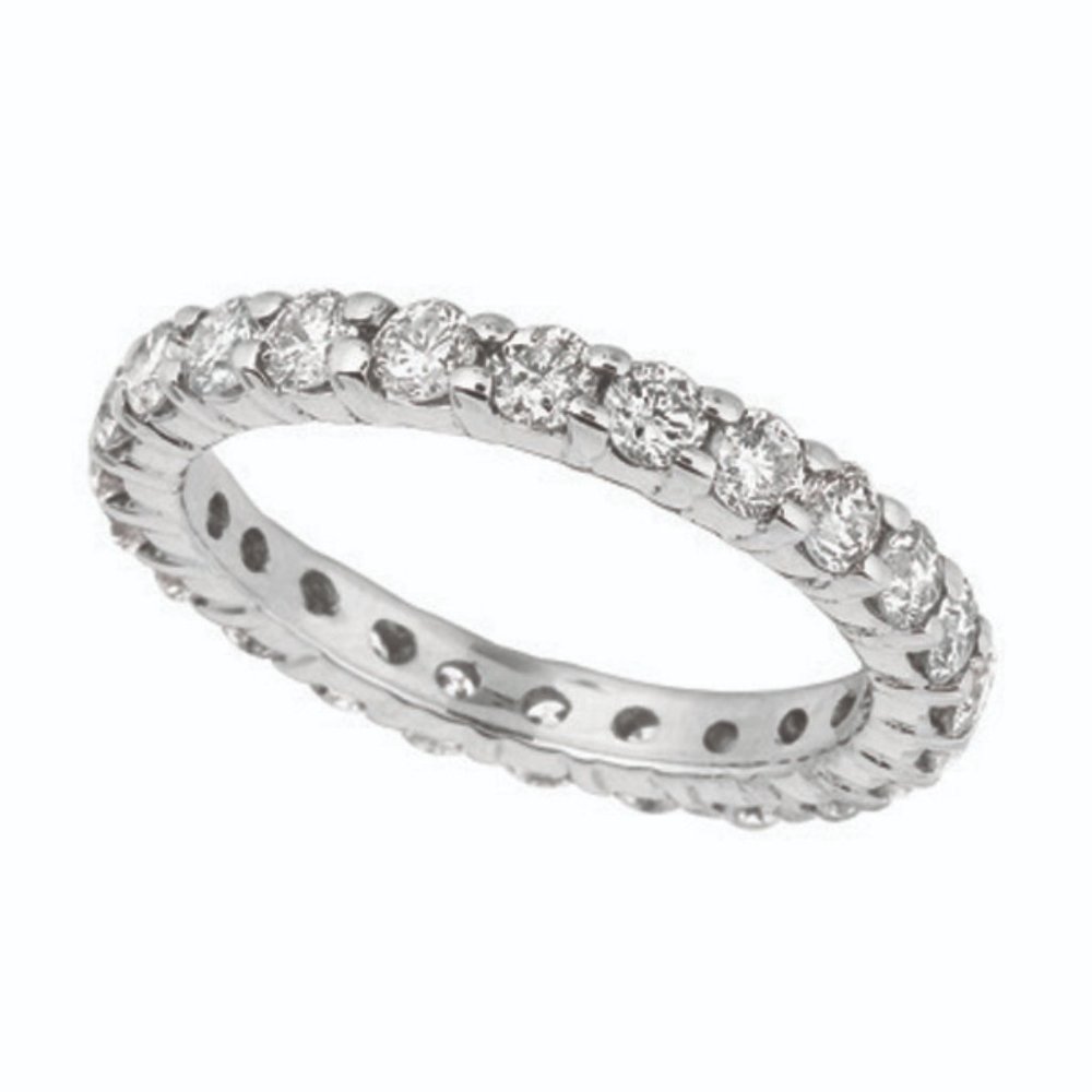 2.00 Carat Natural Diamond Eternity Ring Band 14K White Gold